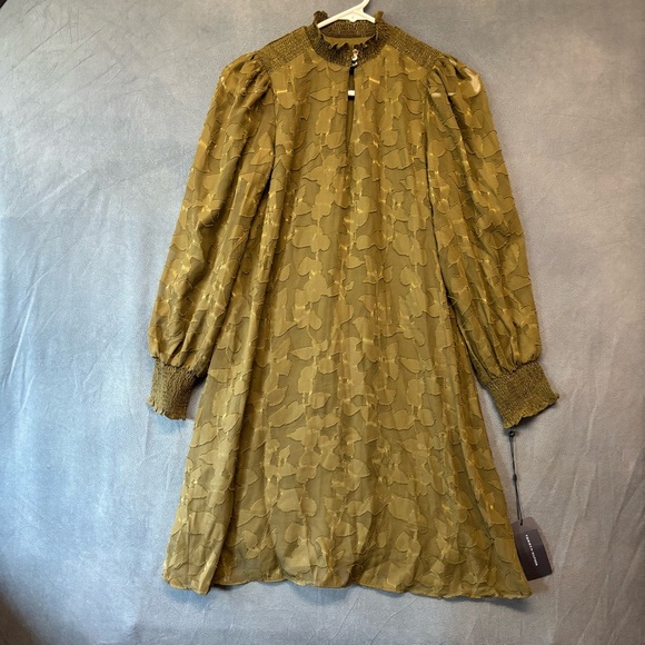 Tommy Hilfiger Green Lace Textured Long Sleeve Dress Women 2P NWT Witchy Cottage - Picture 1 of 16